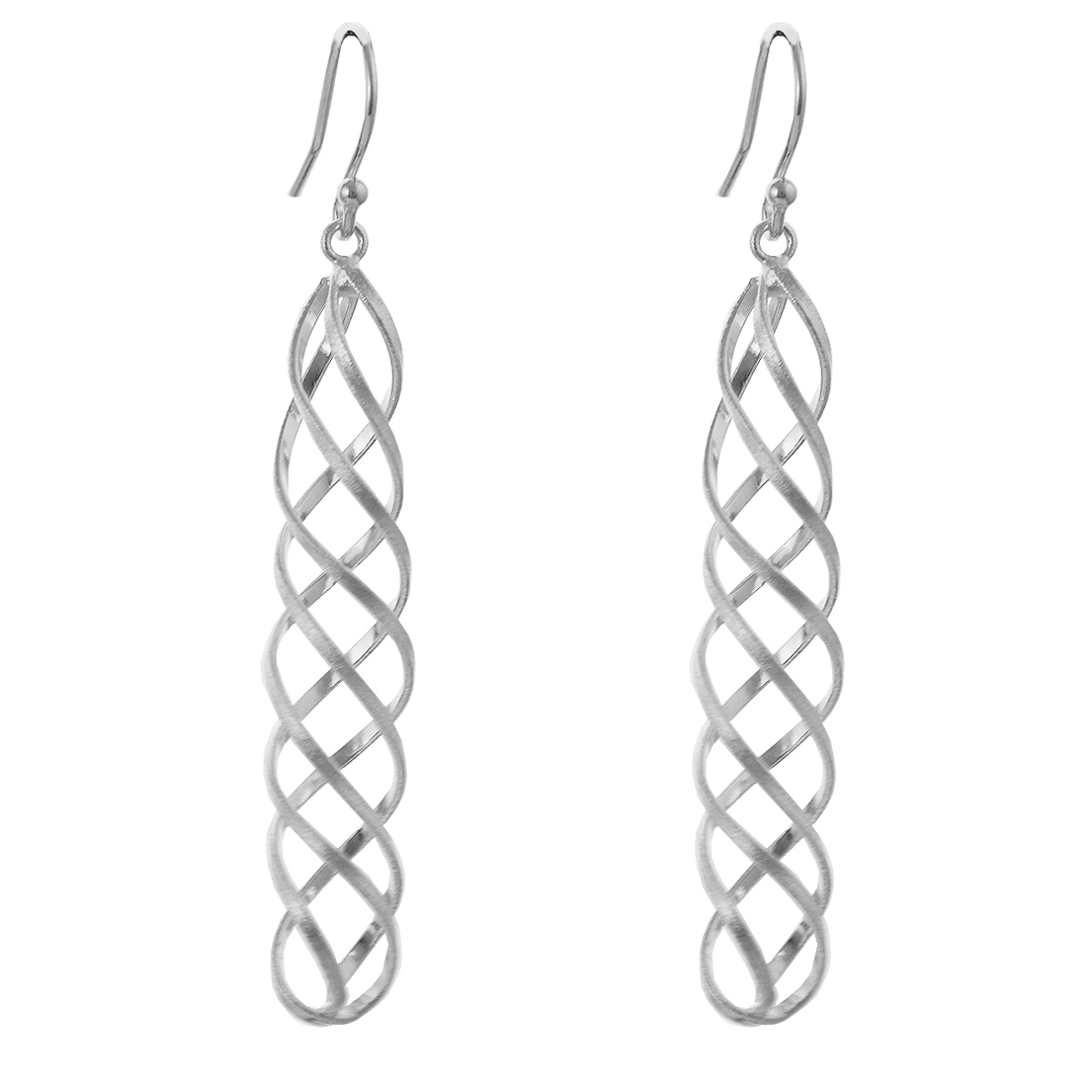 SE828 - Sterling Silver Spiral Drop Earrings - W J Sutton