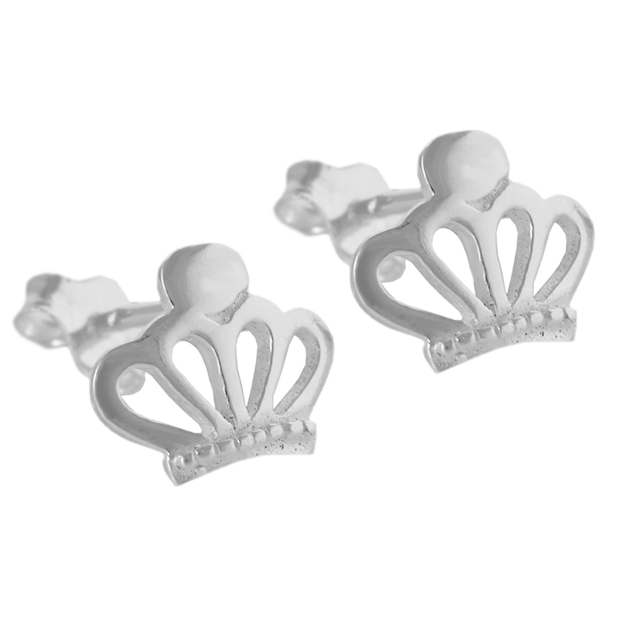 SE339 - Sterling Silver Crown Stud Earrings - W J Sutton