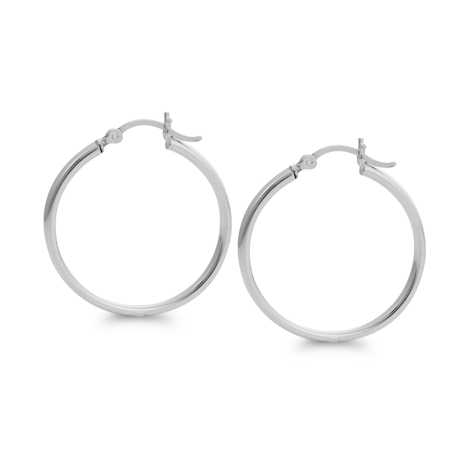 SEC6 - Sterling Silver Polished Hoop Earrings - W J Sutton