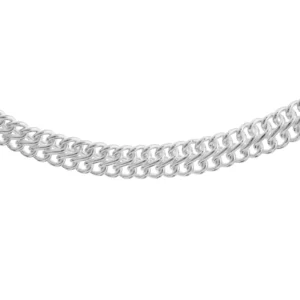 SHM371 - Sterling Silver Flat Double Curb Chain with Lobster Clasp – 8mm Wide